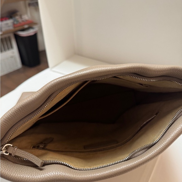 The Row • Taupe Leather Zipper Closure Shoulder Bag - Picture 3 of 7